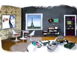 Vintage postcard background vector template for wedding invitati