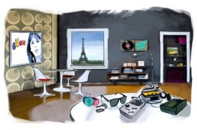 Vintage postcard background vector template for wedding invitati