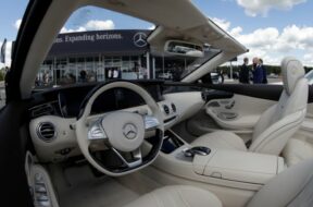 The interior of a Mercedes-Benz car is seen at a new Mercedes-Benz plant’s cornerstone laying ceremony in the town of Esipovo outside Moscow