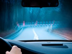 caution – curvy road at night