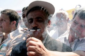 Turkish coffeeshop owners smoke multiple