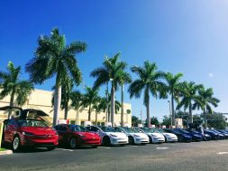 Tesla-Model-3-S-X-Fleet-Red-White-Blue-Supercharging-Florida-National-Drive-Electric-Week-Alpaca
