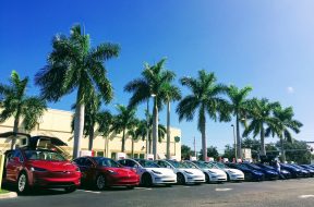 Tesla-Model-3-S-X-Fleet-Red-White-Blue-Supercharging-Florida-National-Drive-Electric-Week-Alpaca