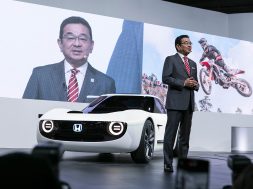President of Honda, Takahiro Hachigo, pictured after he presented its new concept cars at 45th Tokyo Motor Show. Credit: Yuichiro Tashiro /Alamy Live News