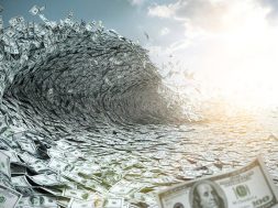 Sea wave made of money