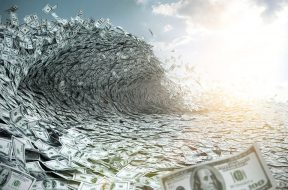 Sea wave made of money