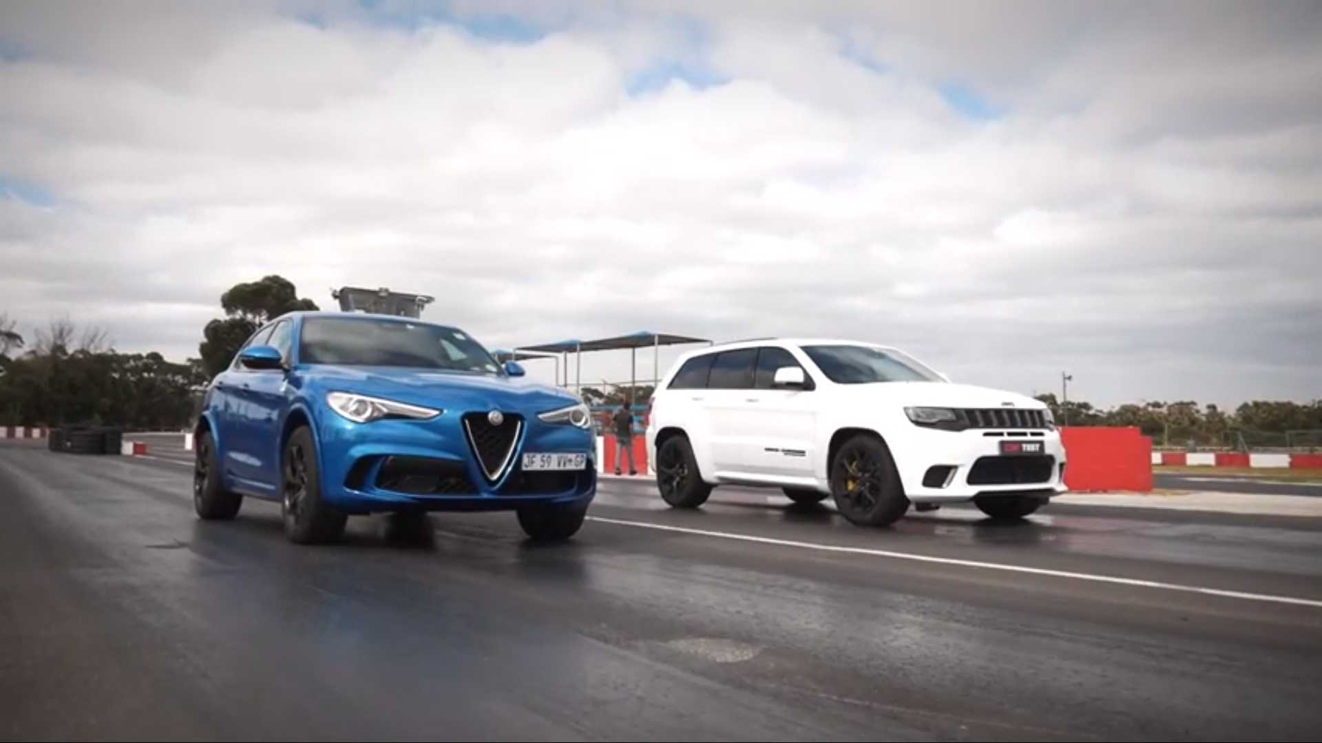 Obračun SUV monstruma – Jeep Grand Cherokee Trackhawk vs. Alfa Romeo Stelvio QV (VIDEO)
