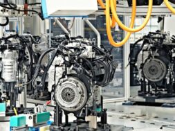 Car engine manufacturing in factory