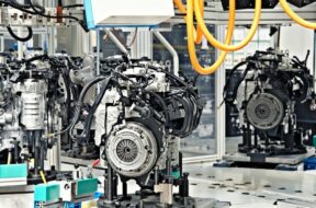 Car engine manufacturing in factory