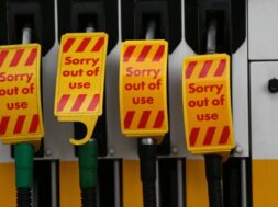 September 26, 2021, London, England, United Kingdom: An empty petrol station which ran out of petrol due to driver shor