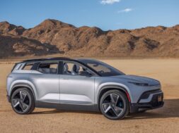 Fisker Ocean Silver in Rabbit Lake; Looking up the sky