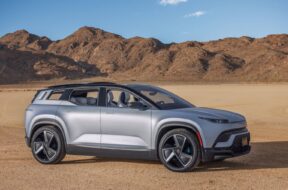 Fisker Ocean Silver in Rabbit Lake; Looking up the sky